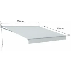 Store Banne SAULE 3,5 × 3m - Toile Rayée Blanche/grise Et Structure Blanche -Promos Verde Rêverie Boutique 34289771 4