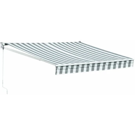 Store Banne SAULE 2,5 × 2m - Toile Rayée Blanche/grise Et Structure Blanche 3 Store Banne SAULE 2,5 × 2m - Toile Rayée Blanche/grise Et Structure Blanche