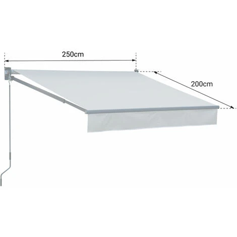 Store Banne SAULE 2,5 × 2m - Toile Rayée Blanche/grise Et Structure Blanche 6 Store Banne SAULE 2,5 × 2m - Toile Rayée Blanche/grise Et Structure Blanche – Image 4