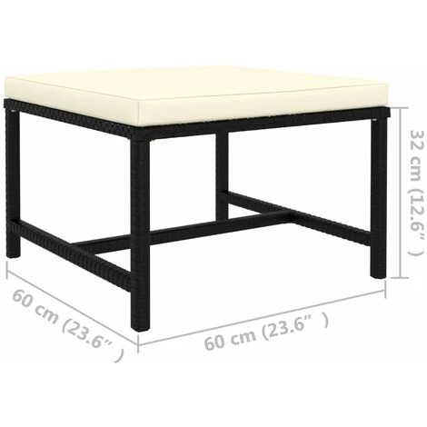 Repose-pied Sectionnel Avec Coussin Noir Résine Tressée VidaXL 6 Repose-pied Sectionnel Avec Coussin Noir Résine Tressée VidaXL – Image 4