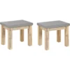 Lot De 2 Tabourets De Jardin En Fibre De Ciment Effet Béton 50 X 41 Cm Avec Pieds En Bois D Acacia Résistant Pour Extérieur Scandinave Beliani