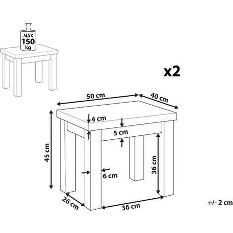 Lot De 2 Tabourets De Jardin En Fibre De Ciment Effet Béton 50 X 41 Cm Avec Pieds En Bois D Acacia Résistant Pour Extérieur Scandinave Beliani 5 Lot De 2 Tabourets De Jardin En Fibre De Ciment Effet Béton 50 X 41 Cm Avec Pieds En Bois D Acacia Résistant Pour Extérieur Scandinave Beliani – Image 3