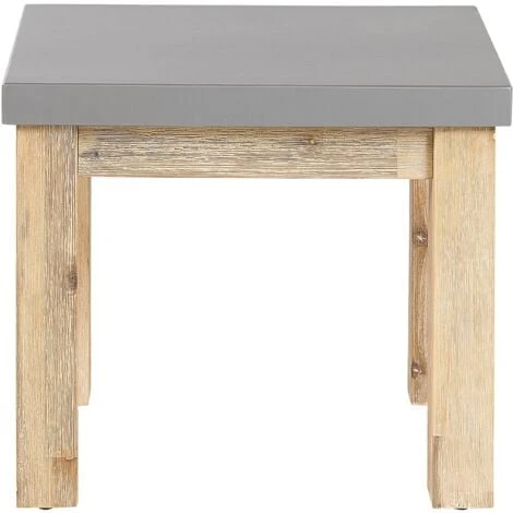 Lot De 2 Tabourets De Jardin En Fibre De Ciment Effet Béton 50 X 41 Cm Avec Pieds En Bois D Acacia Résistant Pour Extérieur Scandinave Beliani 6 Lot De 2 Tabourets De Jardin En Fibre De Ciment Effet Béton 50 X 41 Cm Avec Pieds En Bois D Acacia Résistant Pour Extérieur Scandinave Beliani – Image 4
