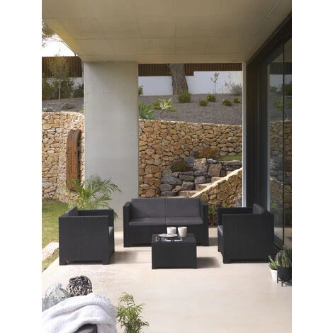 Diva Storage: Salon De Jardin 4 Places En Résine Injectée. Finition Résine Tressée Avec Coffre De Rangement 4 Diva Storage: Salon De Jardin 4 Places En Résine Injectée. Finition Résine Tressée Avec Coffre De Rangement – Image 2