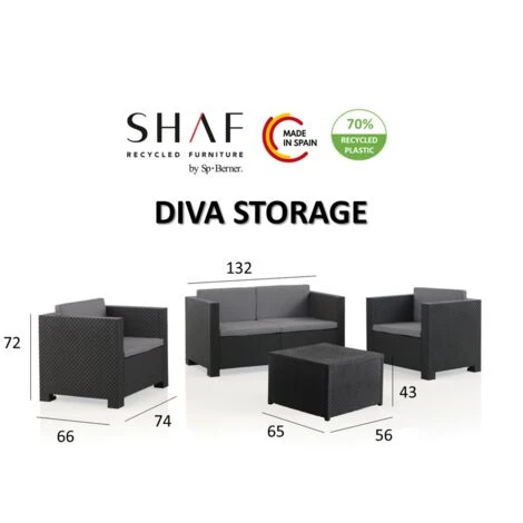 Diva Storage: Salon De Jardin 4 Places En Résine Injectée. Finition Résine Tressée Avec Coffre De Rangement 7 Diva Storage: Salon De Jardin 4 Places En Résine Injectée. Finition Résine Tressée Avec Coffre De Rangement – Image 5