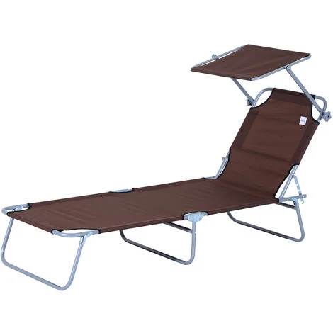 OUTSUNNY Transat Bain De Soleil Pliable Grand Confort Dossier Et Pare-soleil Réglable Multi-positions Chocolat 3 OUTSUNNY Transat Bain De Soleil Pliable Grand Confort Dossier Et Pare-soleil Réglable Multi-positions Chocolat