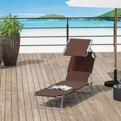 OUTSUNNY Transat Bain De Soleil Pliable Grand Confort Dossier Et Pare-soleil Réglable Multi-positions Chocolat 10 OUTSUNNY Transat Bain De Soleil Pliable Grand Confort Dossier Et Pare-soleil Réglable Multi-positions Chocolat -Promos Verde Rêverie Boutique 3528195 4