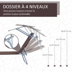 OUTSUNNY Transat Bain De Soleil Pliable Grand Confort Dossier Et Pare-soleil Réglable Multi-positions Chocolat 11 OUTSUNNY Transat Bain De Soleil Pliable Grand Confort Dossier Et Pare-soleil Réglable Multi-positions Chocolat -Promos Verde Rêverie Boutique 3528195 5