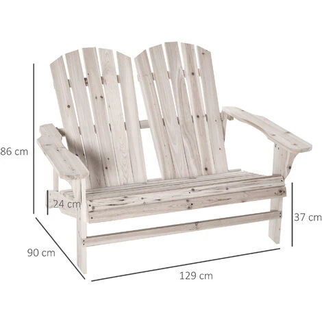 OUTSUNNY Banc De Jardin 2 Places Design Adirondack Assise Dossier à Lattes Larges Accoudoirs Bois Naturel Pin Lasuré 5 OUTSUNNY Banc De Jardin 2 Places Design Adirondack Assise Dossier à Lattes Larges Accoudoirs Bois Naturel Pin Lasuré – Image 3