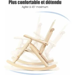 COSTWAY Chaise à Bascule Jardin En Bois Adirondack Dossier Haut Accoudoirs Siège Incurvé Angle De Basculement 45°Intérieur/Extérieur -Promos Verde Rêverie Boutique 35443267 3