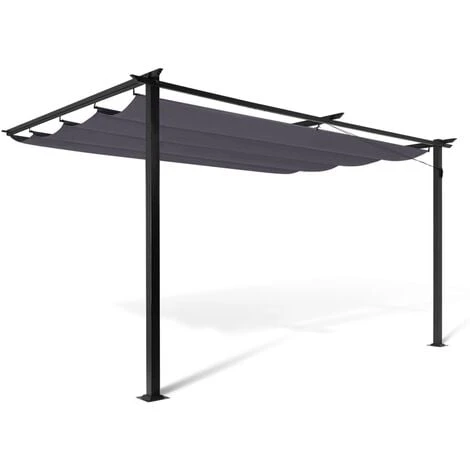 Pergola Adossée ALIA 3x4 M Toit Rétractable Gris Anthracite 3 Pergola Adossée ALIA 3x4 M Toit Rétractable Gris Anthracite
