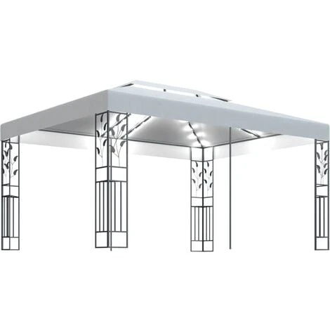 Tonnelle Avec Double Toit Et Lumières LED 3x4 M Blanc VidaXL 3 Tonnelle Avec Double Toit Et Lumières LED 3x4 M Blanc VidaXL