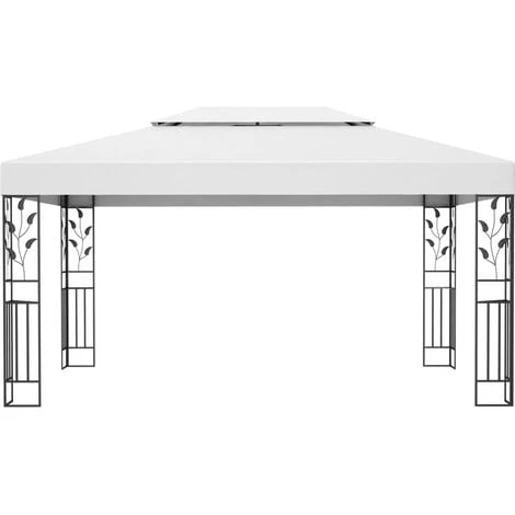 Tonnelle Avec Double Toit Et Lumières LED 3x4 M Blanc VidaXL 6 Tonnelle Avec Double Toit Et Lumières LED 3x4 M Blanc VidaXL – Image 4