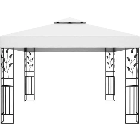 Tonnelle Avec Double Toit Et Lumières LED 3x4 M Blanc VidaXL 7 Tonnelle Avec Double Toit Et Lumières LED 3x4 M Blanc VidaXL – Image 5