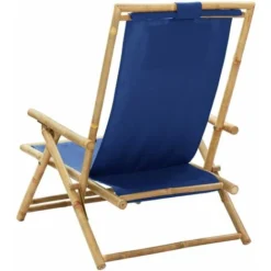 Chaise De Relaxation Inclinable Bleu Marine Bambou Et Tissu VidaXL 11 Chaise De Relaxation Inclinable Bleu Marine Bambou Et Tissu VidaXL -Promos Verde Rêverie Boutique 35814147 5
