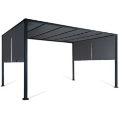 Pergola Coulissante 2 Pans 3x4 M Belvédère De Jardin Toile Gris Anthracite