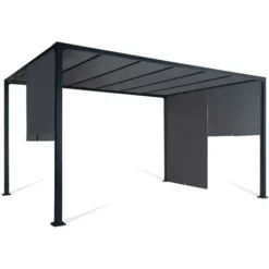 Pergola Coulissante 2 Pans 3x4 M Belvédère De Jardin Toile Gris Anthracite -Promos Verde Rêverie Boutique 35838383 3