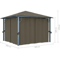 Tonnelle Avec Rideau Et Lumières LED 3x3 M Taupe Aluminium VidaXL 9 Tonnelle Avec Rideau Et Lumières LED 3x3 M Taupe Aluminium VidaXL -Promos Verde Rêverie Boutique 35894058 3
