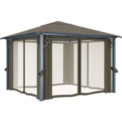 Tonnelle Avec Rideau Et Lumières LED 3x3 M Taupe Aluminium VidaXL 11 Tonnelle Avec Rideau Et Lumières LED 3x3 M Taupe Aluminium VidaXL -Promos Verde Rêverie Boutique 35894058 5