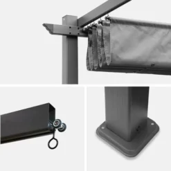 Pergola Aluminium - Isla 3x4m - Toile Grise - Tonnelle Idéale Pour Votre Terrasse. Toit Rétractable. Toile Coulissante. Structure Aluminium -Promos Verde Rêverie Boutique 36143765 5