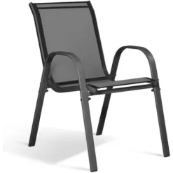 Salon De Jardin MADRID Table 150 CM Et 6 Chaises Empilables Gris Anthracite 10 Salon De Jardin MADRID Table 150 CM Et 6 Chaises Empilables Gris Anthracite -Promos Verde Rêverie Boutique 36530984 4