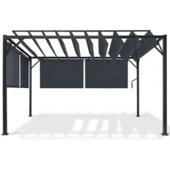 Pergola LUXE Lames Orientables CEFALU 3x4 M Et 4 Stores Gris Anthracite -Promos Verde Rêverie Boutique 36530985 3