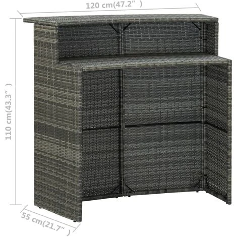 Ensemble De Bar De Jardin Avec Coussins 3 Pcs Gris VidaXL 5 Ensemble De Bar De Jardin Avec Coussins 3 Pcs Gris VidaXL – Image 3