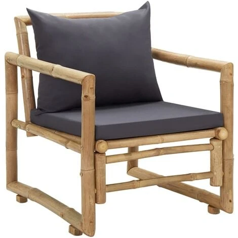 Chaises De Jardin Avec Coussins 2 Pcs Bambou VidaXL 4 Chaises De Jardin Avec Coussins 2 Pcs Bambou VidaXL – Image 2