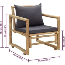 Chaises De Jardin Avec Coussins 2 Pcs Bambou VidaXL 9 Chaises De Jardin Avec Coussins 2 Pcs Bambou VidaXL -Promos Verde Rêverie Boutique 36783425 3