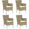Chaises De Salle à Manger De Jardin 4 Pcs Résine Tressée Beige VidaXL