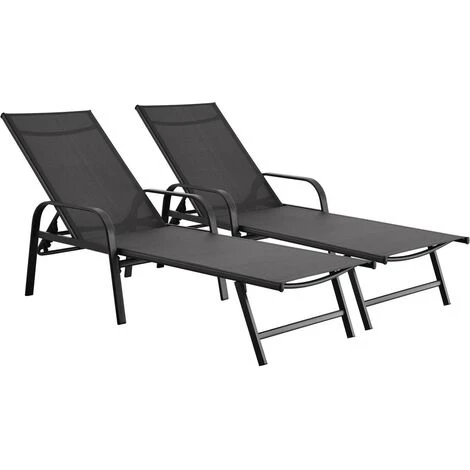 Lot De 2 Bains De Soleil En Métal Farniente- Gris 3 Lot De 2 Bains De Soleil En Métal Farniente- Gris