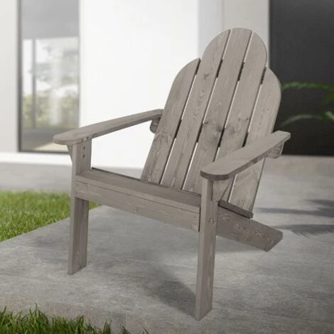 Fauteuil De Jardin En Bois Massif De Pin / épicéa Adirondack Chaise Longue Gris 3 Fauteuil De Jardin En Bois Massif De Pin / épicéa Adirondack Chaise Longue Gris