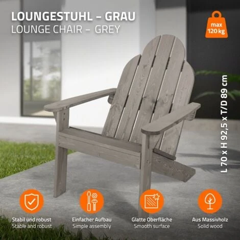 Fauteuil De Jardin En Bois Massif De Pin / épicéa Adirondack Chaise Longue Gris 4 Fauteuil De Jardin En Bois Massif De Pin / épicéa Adirondack Chaise Longue Gris – Image 2