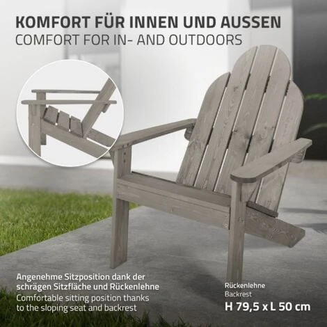 Fauteuil De Jardin En Bois Massif De Pin / épicéa Adirondack Chaise Longue Gris 6 Fauteuil De Jardin En Bois Massif De Pin / épicéa Adirondack Chaise Longue Gris – Image 4