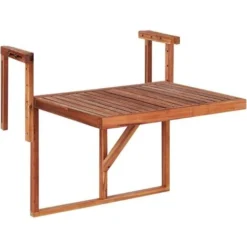 Table De Balcon Rabattable En Bois D'Acacia Foncé Pour Balustrade Idéal Pour Les Petits Espaces Extérieurs Beliani -Promos Verde Rêverie Boutique 37620962 4