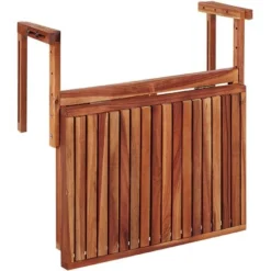 Table De Balcon Rabattable En Bois D'Acacia Foncé Pour Balustrade Idéal Pour Les Petits Espaces Extérieurs Beliani -Promos Verde Rêverie Boutique 37620962 5
