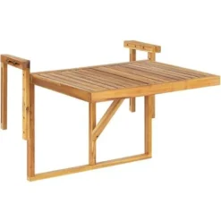 Table De Balcon Rabattable En Bois D'Acacia Clair Pour Balustrade Idéal Pour Les Petits Espaces Extérieurs Beliani -Promos Verde Rêverie Boutique 37621028 4