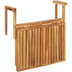 Table De Balcon Rabattable En Bois D'Acacia Clair Pour Balustrade Idéal Pour Les Petits Espaces Extérieurs Beliani -Promos Verde Rêverie Boutique 37621028 5