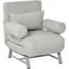 HOMCOM Fauteuil Chauffeuse Canapé-lit Convertible Inclinable 1 Place Grand Confort Coussin Lombaires Accoudoirs Piètement Métal Lin Gris Clair -Promos Verde Rêverie Boutique 37891427 1
