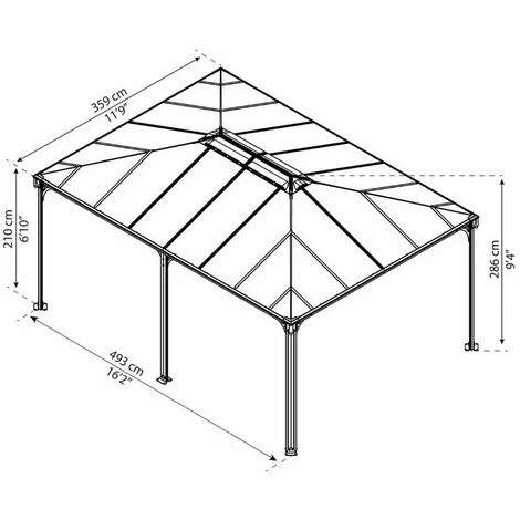 Gazebo De Jardin 493x359cm Gris - Palram - 704672 4 Gazebo De Jardin 493x359cm Gris - Palram - 704672 – Image 2