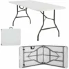 Homfa Table De Jardin Blanc Pliable 1807476cm Plastique Poignée De Transport Buffet Table Pliante Robuste Table Camping Salle à Manger