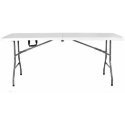Homfa Table De Jardin Blanc Pliable 1807476cm Plastique Poignée De Transport Buffet Table Pliante Robuste Table Camping Salle à Manger -Promos Verde Rêverie Boutique 38942927 5