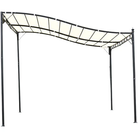 OUTSUNNY Pergola Tonnelle De Jardin Auvent 2,97 X 2,97 M Adossable Métal Noir Polyester Anti-UV Beige 6 OUTSUNNY Pergola Tonnelle De Jardin Auvent 2,97 X 2,97 M Adossable Métal Noir Polyester Anti-UV Beige – Image 4