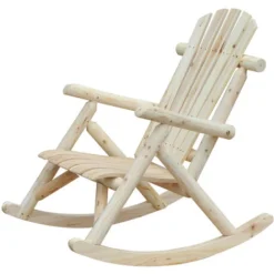 OUTSUNNY Fauteuil De Jardin Adirondack à Bascule Rocking Chair Style Néo-rétro Assise Dossier Ergonomique Bois Naturel De Pin