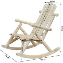 OUTSUNNY Fauteuil De Jardin Adirondack à Bascule Rocking Chair Style Néo-rétro Assise Dossier Ergonomique Bois Naturel De Pin -Promos Verde Rêverie Boutique 4150585 3