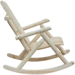 OUTSUNNY Fauteuil De Jardin Adirondack à Bascule Rocking Chair Style Néo-rétro Assise Dossier Ergonomique Bois Naturel De Pin -Promos Verde Rêverie Boutique 4150585 5