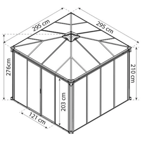 Gazebo Tonnelle Fermée 8.6m² Gris Anthracite - Palram - 704744 4 Gazebo Tonnelle Fermée 8.6m² Gris Anthracite - Palram - 704744 – Image 2