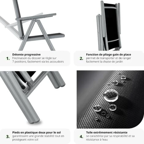 Lot De 8 Chaises De Jardin Pliantes En Aluminium - Lot De 8 Fauteuils De Jardin, Fauteuils Exterieur, Chaises Exterieur 6 Lot De 8 Chaises De Jardin Pliantes En Aluminium - Lot De 8 Fauteuils De Jardin, Fauteuils Exterieur, Chaises Exterieur – Image 4