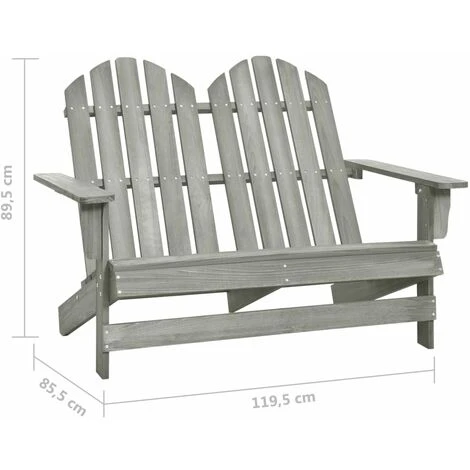 Chaise De Jardin Adirondack 2 Places Bois De Sapin Massif Gris VidaXL 5 Chaise De Jardin Adirondack 2 Places Bois De Sapin Massif Gris VidaXL – Image 3