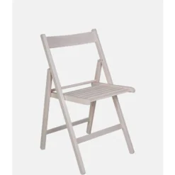 Dmora Chaise Pliante Moderne En Bois, Pour Balcon Ou Jardin, Cm 42x48h79, Assise H Cm 47, Couleur Blanche, Avec Emballage Renforcé